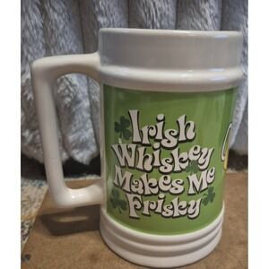 VINTAGE * Irish Whiskey Makes Me Frisky * Mug Stein Cup X Large 32oz St. Patrick
